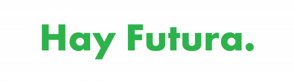 Logotipo "Hay Futura". Texto escrito en verde brillante sobre fondo blanco. Se lee "Hay Futura."